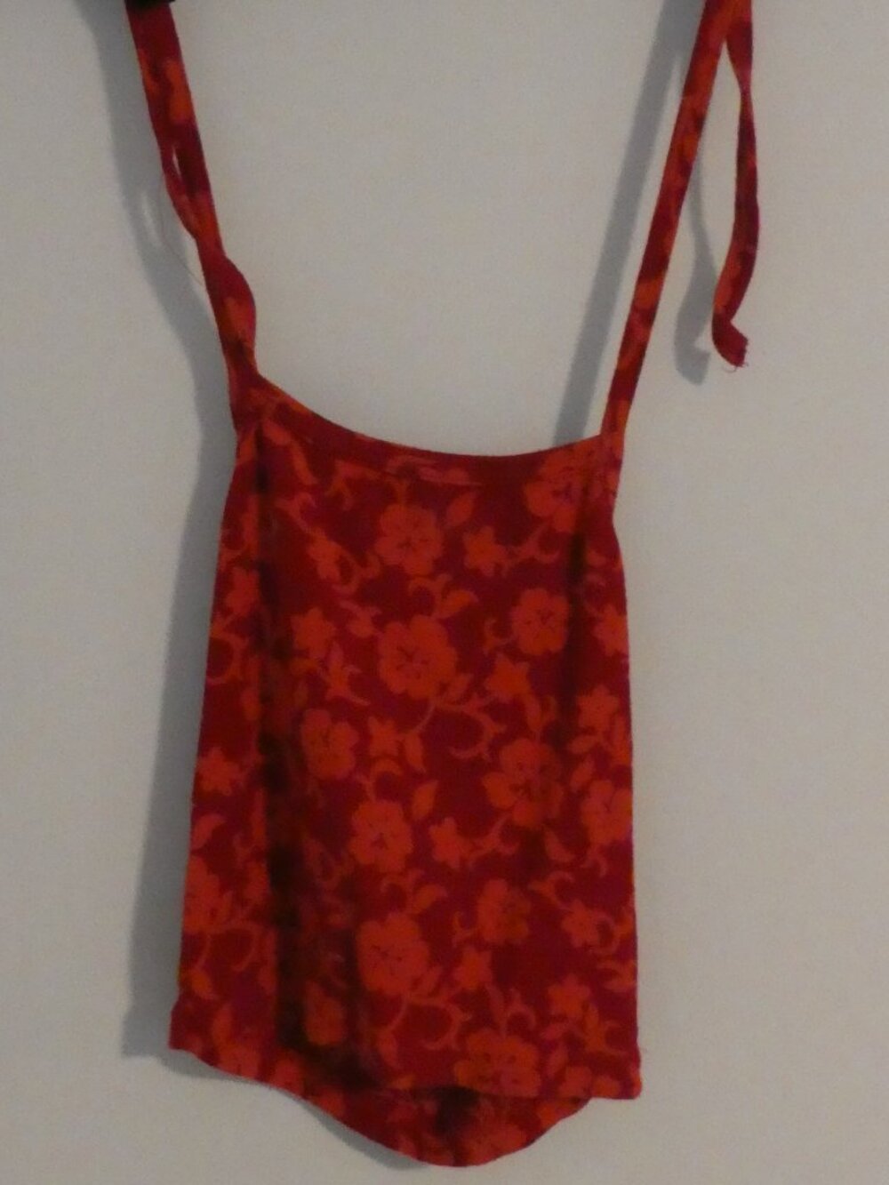 Vintage 90s GAP Made In Israel Cotton Red Orange Floral Cowl Halter Top - small